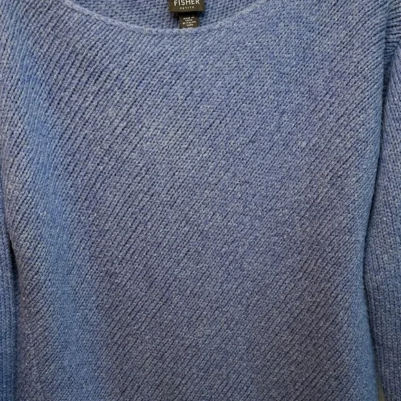 Eileen Fisher Petite Blue Boatneck Sweater – Wool Blend – Size PM – Preowned - Picture 3 of 6